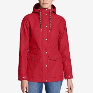Eddie Bauer Charly Parka Rain Jacket Red Size Small Weatheredge Waterproof Wind